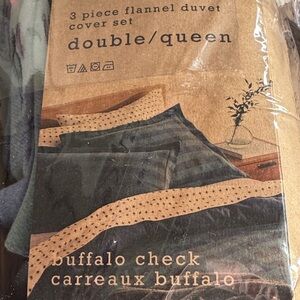 Kode eco 3 piece flannel duvet cover set, double/queen, NWT, buffalo check